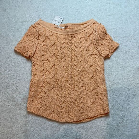 Free People Baby Cable Sweater in Belle Of Georgia Short Sleeve Small‎ Boho Knit - Picture 1 of 10